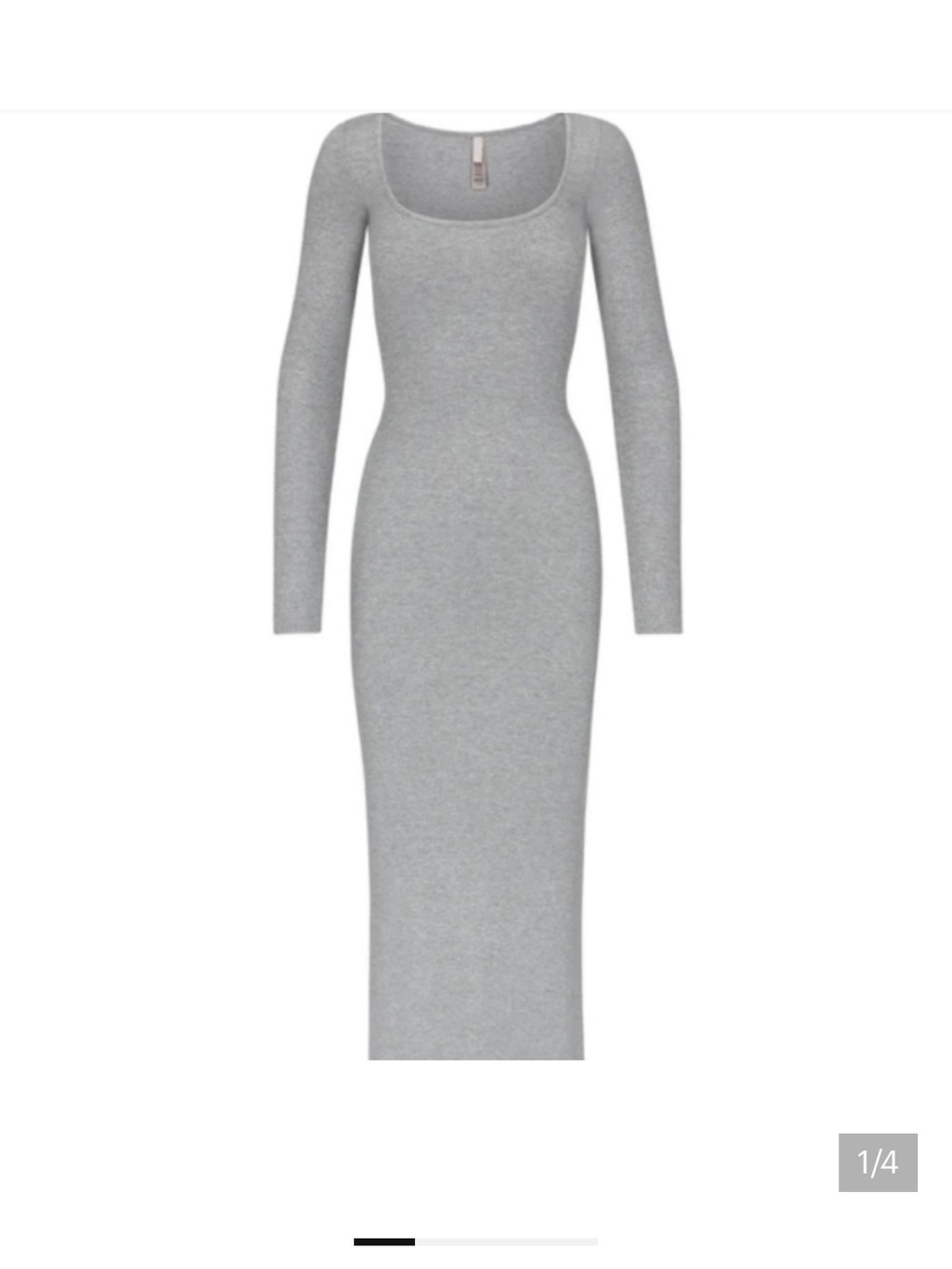 SKIMS Light Gray Long Sleeve Scoop-Neck Maxi Dress with shimmer